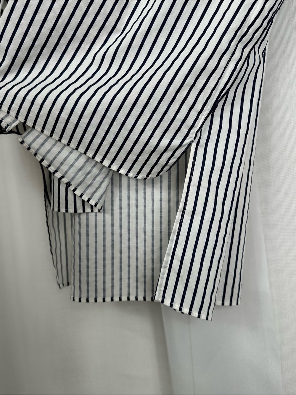 Zara Basic Striped High Low Tunic Button Front Blouse Shirt Size L Blue White - Picture 6 of 14